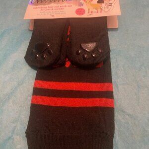 Chatties Owner & Pet Matching Socks Set (For Small Pups) Black & Red Stripes